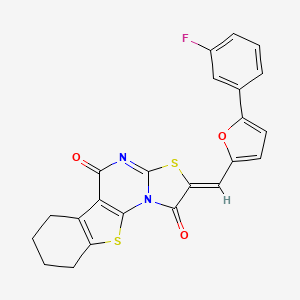 molecular formula C23H15FN2O3S2 B3606085 2-{[5-(3-fluorophenyl)-2-furyl]methylene}-6,7,8,9-tetrahydro-5H-[1]benzothieno[3,2-e][1,3]thiazolo[3,2-a]pyrimidine-1,5(2H)-dione 