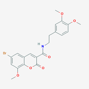 molecular formula C21H20BrNO6 B3606089 6-bromo-N-[2-(3,4-dimethoxyphenyl)ethyl]-8-methoxy-2-oxo-2H-chromene-3-carboxamide 