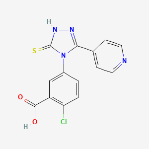 molecular formula C14H9ClN4O2S B3606094 2-chloro-5-[3-mercapto-5-(4-pyridinyl)-4H-1,2,4-triazol-4-yl]benzoic acid 