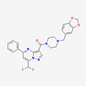 molecular formula C26H23F2N5O3 B3606107 3-{[4-(1,3-benzodioxol-5-ylmethyl)-1-piperazinyl]carbonyl}-7-(difluoromethyl)-5-phenylpyrazolo[1,5-a]pyrimidine 