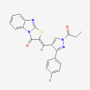 molecular formula C22H15FN4O2S B3606124 2-{[3-(4-fluorophenyl)-1-propionyl-1H-pyrazol-4-yl]methylene}[1,3]thiazolo[3,2-a]benzimidazol-3(2H)-one 