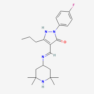 molecular formula C22H31FN4O B3606128 2-(4-fluorophenyl)-5-propyl-4-{[(2,2,6,6-tetramethylpiperidin-4-yl)amino]methylene}-2,4-dihydro-3H-pyrazol-3-one 