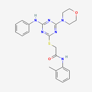 molecular formula C22H24N6O2S B3606150 2-{[4-anilino-6-(4-morpholinyl)-1,3,5-triazin-2-yl]thio}-N-(2-methylphenyl)acetamide 