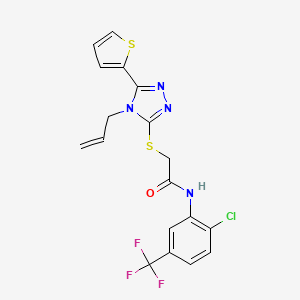 molecular formula C18H14ClF3N4OS2 B3606214 2-{[4-allyl-5-(2-thienyl)-4H-1,2,4-triazol-3-yl]thio}-N-[2-chloro-5-(trifluoromethyl)phenyl]acetamide 