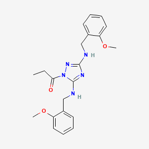 molecular formula C21H25N5O3 B3606216 N,N'-bis(2-methoxybenzyl)-1-propionyl-1H-1,2,4-triazole-3,5-diamine 