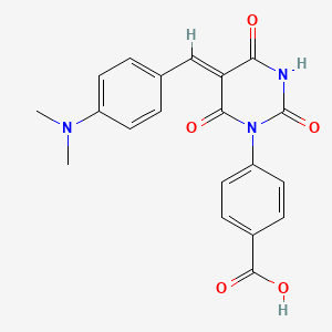 molecular formula C20H17N3O5 B3606225 4-[5-[4-(dimethylamino)benzylidene]-2,4,6-trioxotetrahydropyrimidin-1(2H)-yl]benzoic acid 