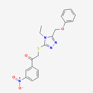 molecular formula C19H18N4O4S B3606234 2-{[4-ethyl-5-(phenoxymethyl)-4H-1,2,4-triazol-3-yl]thio}-1-(3-nitrophenyl)ethanone 