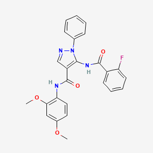 molecular formula C25H21FN4O4 B3606251 N-(2,4-dimethoxyphenyl)-5-[(2-fluorobenzoyl)amino]-1-phenyl-1H-pyrazole-4-carboxamide 