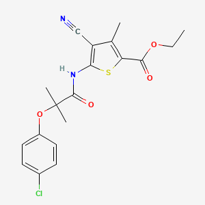 ethyl 5-{[2-(4-chlorophenoxy)-2-methylpropanoyl]amino}-4-cyano-3-methyl-2-thiophenecarboxylate