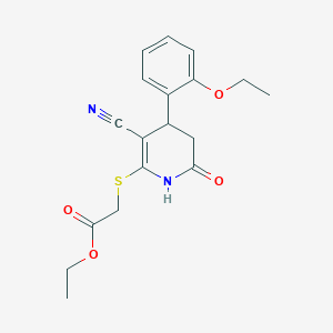 molecular formula C18H20N2O4S B360630 Ethyl {[3-cyano-4-(2-ethoxyphenyl)-6-hydroxy-4,5-dihydropyridin-2-yl]sulfanyl}acetate CAS No. 332052-21-8