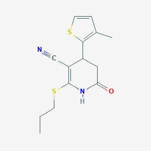 molecular formula C14H16N2OS2 B360631 4-(3-Methyl-2-thienyl)-6-oxo-2-(propylsulfanyl)-1,4,5,6-tetrahydro-3-pyridinecarbonitrile CAS No. 330557-72-7