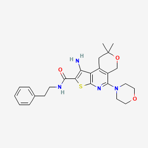 molecular formula C25H30N4O3S B3606326 1-amino-8,8-dimethyl-5-(4-morpholinyl)-N-(2-phenylethyl)-8,9-dihydro-6H-pyrano[4,3-d]thieno[2,3-b]pyridine-2-carboxamide 
