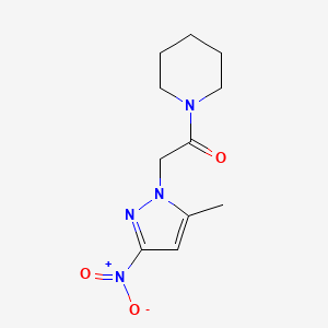 molecular formula C11H16N4O3 B3606340 1-[(5-methyl-3-nitro-1H-pyrazol-1-yl)acetyl]piperidine 