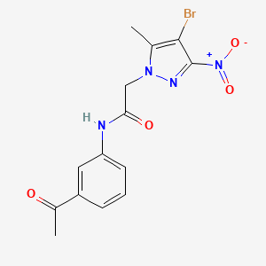 molecular formula C14H13BrN4O4 B3606361 N-(3-acetylphenyl)-2-(4-bromo-5-methyl-3-nitro-1H-pyrazol-1-yl)acetamide 