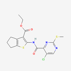 molecular formula C16H16ClN3O3S2 B3606364 ethyl 2-({[5-chloro-2-(methylthio)-4-pyrimidinyl]carbonyl}amino)-5,6-dihydro-4H-cyclopenta[b]thiophene-3-carboxylate 