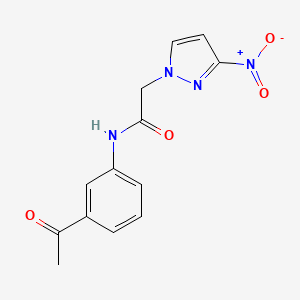 molecular formula C13H12N4O4 B3606379 N-(3-acetylphenyl)-2-(3-nitro-1H-pyrazol-1-yl)acetamide 