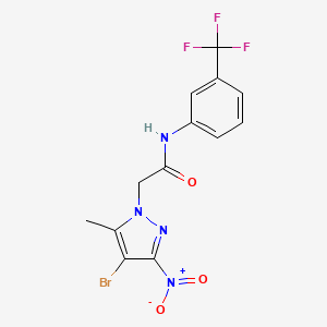 molecular formula C13H10BrF3N4O3 B3606413 2-(4-bromo-5-methyl-3-nitro-1H-pyrazol-1-yl)-N-[3-(trifluoromethyl)phenyl]acetamide 