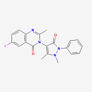 molecular formula C20H17IN4O2 B3606419 3-(1,5-dimethyl-3-oxo-2-phenyl-2,3-dihydro-1H-pyrazol-4-yl)-6-iodo-2-methyl-4(3H)-quinazolinone 