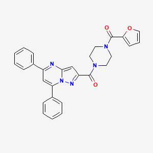 molecular formula C28H23N5O3 B3606424 2-{[4-(2-furoyl)-1-piperazinyl]carbonyl}-5,7-diphenylpyrazolo[1,5-a]pyrimidine 
