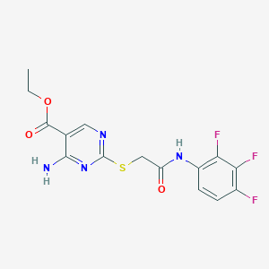 ethyl 4-amino-2-({2-oxo-2-[(2,3,4-trifluorophenyl)amino]ethyl}thio)-5-pyrimidinecarboxylate