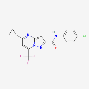 molecular formula C17H12ClF3N4O B3606596 N-(4-chlorophenyl)-5-cyclopropyl-7-(trifluoromethyl)pyrazolo[1,5-a]pyrimidine-2-carboxamide 