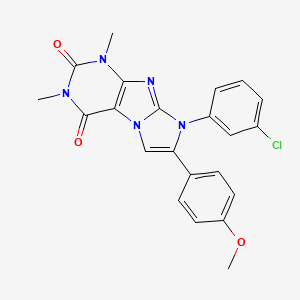molecular formula C22H18ClN5O3 B3606604 8-(3-chlorophenyl)-7-(4-methoxyphenyl)-1,3-dimethyl-1H-imidazo[2,1-f]purine-2,4(3H,8H)-dione 