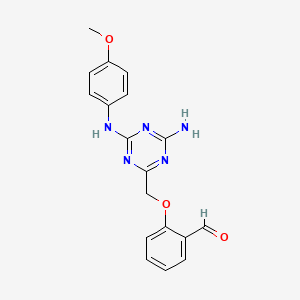 2-({4-amino-6-[(4-methoxyphenyl)amino]-1,3,5-triazin-2-yl}methoxy)benzaldehyde