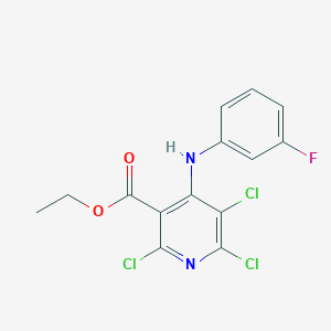 molecular formula C14H10Cl3FN2O2 B3606656 ethyl 2,5,6-trichloro-4-[(3-fluorophenyl)amino]nicotinate 