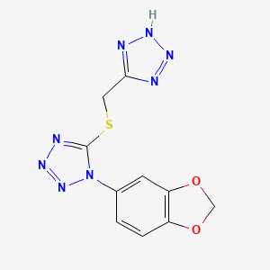 molecular formula C10H8N8O2S B3606694 1-(1,3-benzodioxol-5-yl)-5-[(2H-tetrazol-5-ylmethyl)thio]-1H-tetrazole 