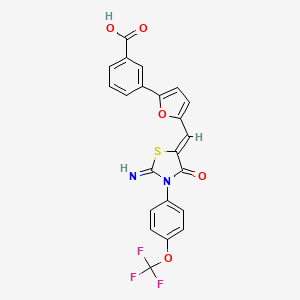 3-[5-({2-imino-4-oxo-3-[4-(trifluoromethoxy)phenyl]-1,3-thiazolidin-5-ylidene}methyl)-2-furyl]benzoic acid