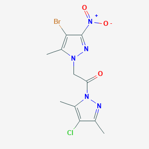 molecular formula C11H11BrClN5O3 B3606778 4-bromo-1-[2-(4-chloro-3,5-dimethyl-1H-pyrazol-1-yl)-2-oxoethyl]-5-methyl-3-nitro-1H-pyrazole 
