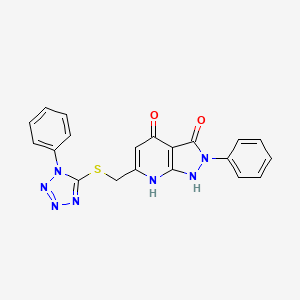 2-phenyl-6-{[(1-phenyl-1H-tetrazol-5-yl)thio]methyl}-1H-pyrazolo[3,4-b]pyridine-3,4(2H,7H)-dione