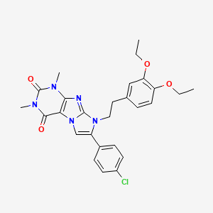 molecular formula C27H28ClN5O4 B3606872 7-(4-chlorophenyl)-8-[2-(3,4-diethoxyphenyl)ethyl]-1,3-dimethyl-1H-imidazo[2,1-f]purine-2,4(3H,8H)-dione 