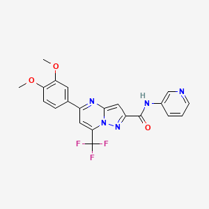 molecular formula C21H16F3N5O3 B3606917 5-(3,4-dimethoxyphenyl)-N-3-pyridinyl-7-(trifluoromethyl)pyrazolo[1,5-a]pyrimidine-2-carboxamide 