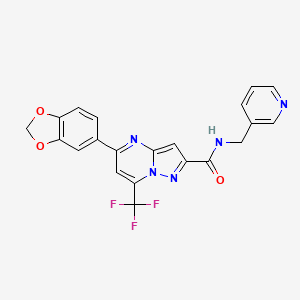 molecular formula C21H14F3N5O3 B3606945 5-(1,3-benzodioxol-5-yl)-N-(3-pyridinylmethyl)-7-(trifluoromethyl)pyrazolo[1,5-a]pyrimidine-2-carboxamide 