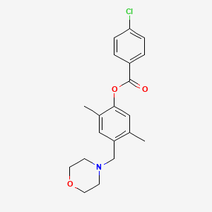 molecular formula C20H22ClNO3 B3606953 2,5-dimethyl-4-(4-morpholinylmethyl)phenyl 4-chlorobenzoate 