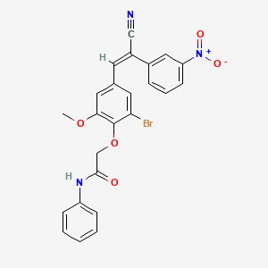 molecular formula C24H18BrN3O5 B3607020 2-{2-bromo-4-[2-cyano-2-(3-nitrophenyl)vinyl]-6-methoxyphenoxy}-N-phenylacetamide 