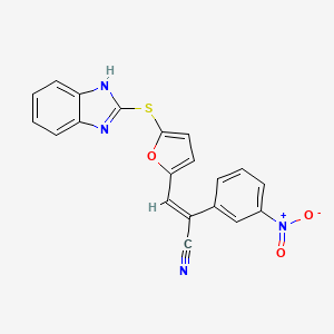 molecular formula C20H12N4O3S B3607027 3-[5-(1H-benzimidazol-2-ylthio)-2-furyl]-2-(3-nitrophenyl)acrylonitrile 