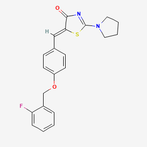 molecular formula C21H19FN2O2S B3607029 5-{4-[(2-fluorobenzyl)oxy]benzylidene}-2-pyrrolidin-1-yl-1,3-thiazol-4(5H)-one 