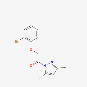 molecular formula C17H21BrN2O2 B3607066 1-[(2-bromo-4-tert-butylphenoxy)acetyl]-3,5-dimethyl-1H-pyrazole 