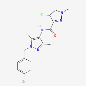 molecular formula C17H17BrClN5O B3607068 N-[1-(4-bromobenzyl)-3,5-dimethyl-1H-pyrazol-4-yl]-4-chloro-1-methyl-1H-pyrazole-3-carboxamide 