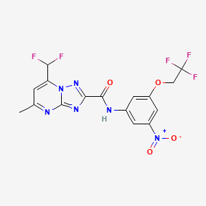 molecular formula C16H11F5N6O4 B3607080 7-(difluoromethyl)-5-methyl-N-[3-nitro-5-(2,2,2-trifluoroethoxy)phenyl][1,2,4]triazolo[1,5-a]pyrimidine-2-carboxamide 