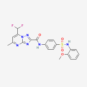 molecular formula C21H18F2N6O4S B3607089 7-(difluoromethyl)-N-(4-{[(2-methoxyphenyl)amino]sulfonyl}phenyl)-5-methyl[1,2,4]triazolo[1,5-a]pyrimidine-2-carboxamide 