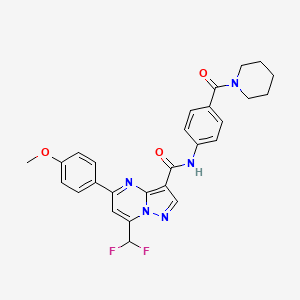 molecular formula C27H25F2N5O3 B3607099 7-(difluoromethyl)-5-(4-methoxyphenyl)-N-[4-(1-piperidinylcarbonyl)phenyl]pyrazolo[1,5-a]pyrimidine-3-carboxamide CAS No. 492433-51-9