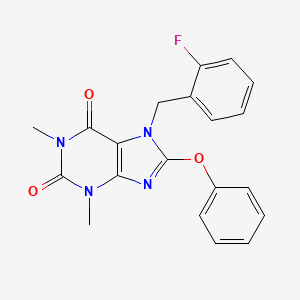 molecular formula C20H17FN4O3 B3607116 7-(2-fluorobenzyl)-1,3-dimethyl-8-phenoxy-3,7-dihydro-1H-purine-2,6-dione 