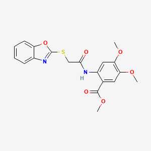 molecular formula C19H18N2O6S B3607126 methyl 2-{[(1,3-benzoxazol-2-ylthio)acetyl]amino}-4,5-dimethoxybenzoate 