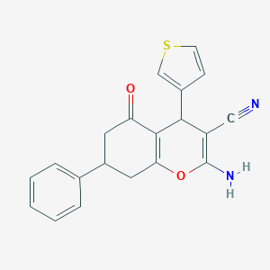 molecular formula C20H16N2O2S B360713 2-amino-5-oxo-7-phenyl-4-thien-3-yl-5,6,7,8-tetrahydro-4H-chromene-3-carbonitrile CAS No. 311326-52-0