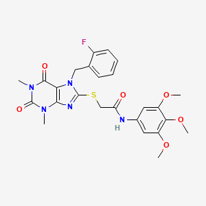 molecular formula C25H26FN5O6S B3607144 2-{[7-(2-fluorobenzyl)-1,3-dimethyl-2,6-dioxo-2,3,6,7-tetrahydro-1H-purin-8-yl]thio}-N-(3,4,5-trimethoxyphenyl)acetamide 