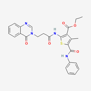 molecular formula C26H24N4O5S B3607147 ethyl 5-(anilinocarbonyl)-4-methyl-2-{[3-(4-oxo-3(4H)-quinazolinyl)propanoyl]amino}-3-thiophenecarboxylate 