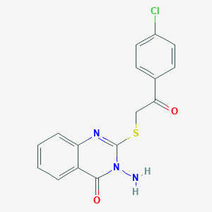 molecular formula C16H12ClN3O2S B360717 3-amino-2-{[2-(4-chlorophenyl)-2-oxoethyl]sulfanyl}-4(3H)-quinazolinone CAS No. 78045-82-6